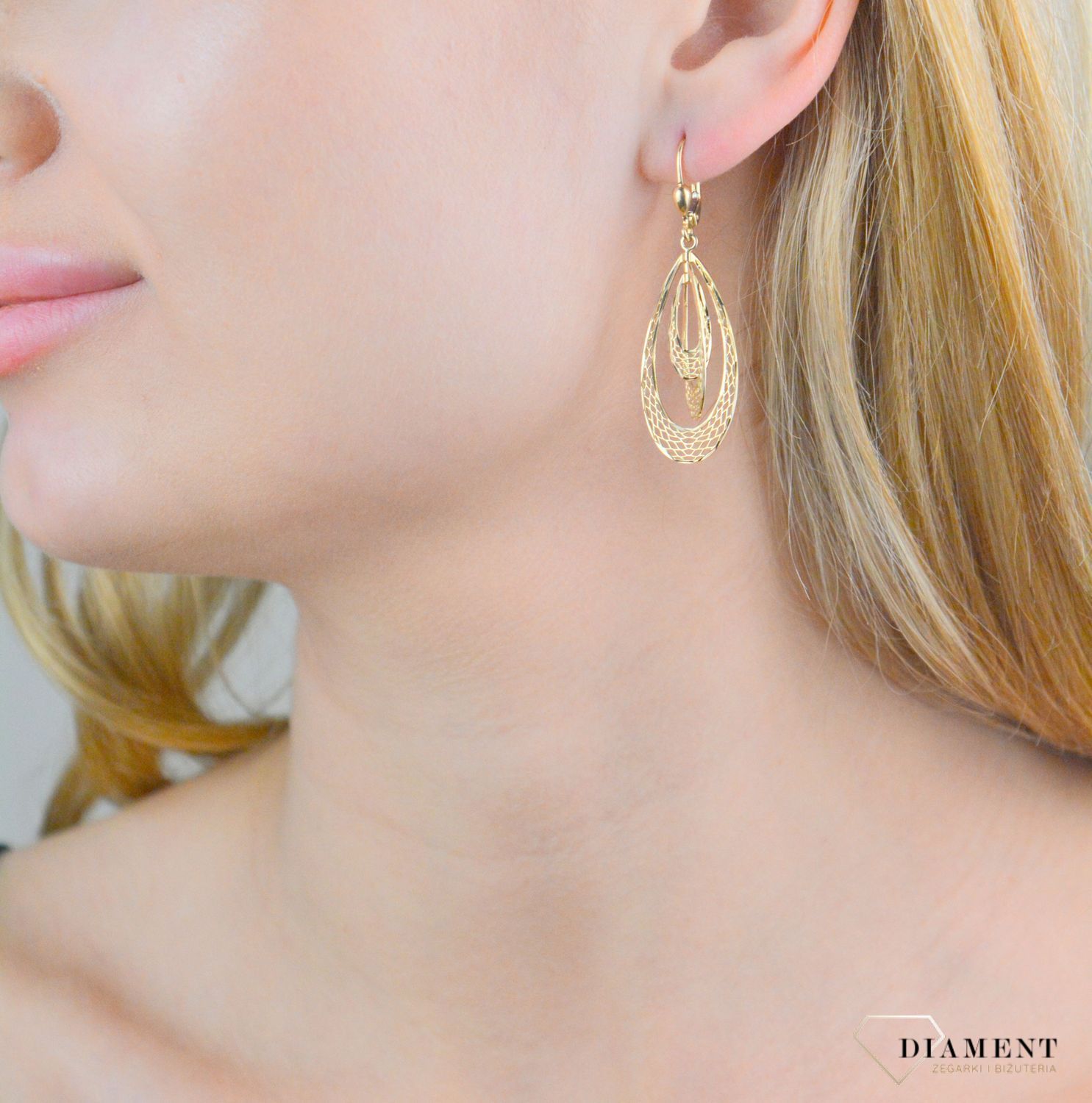 Kolczyki złote ażurowe próba 375, KL 7419 375 Au.jpg